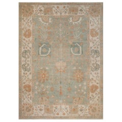 Antique Green Turkish Oushak Rug Recreation, circa 1980