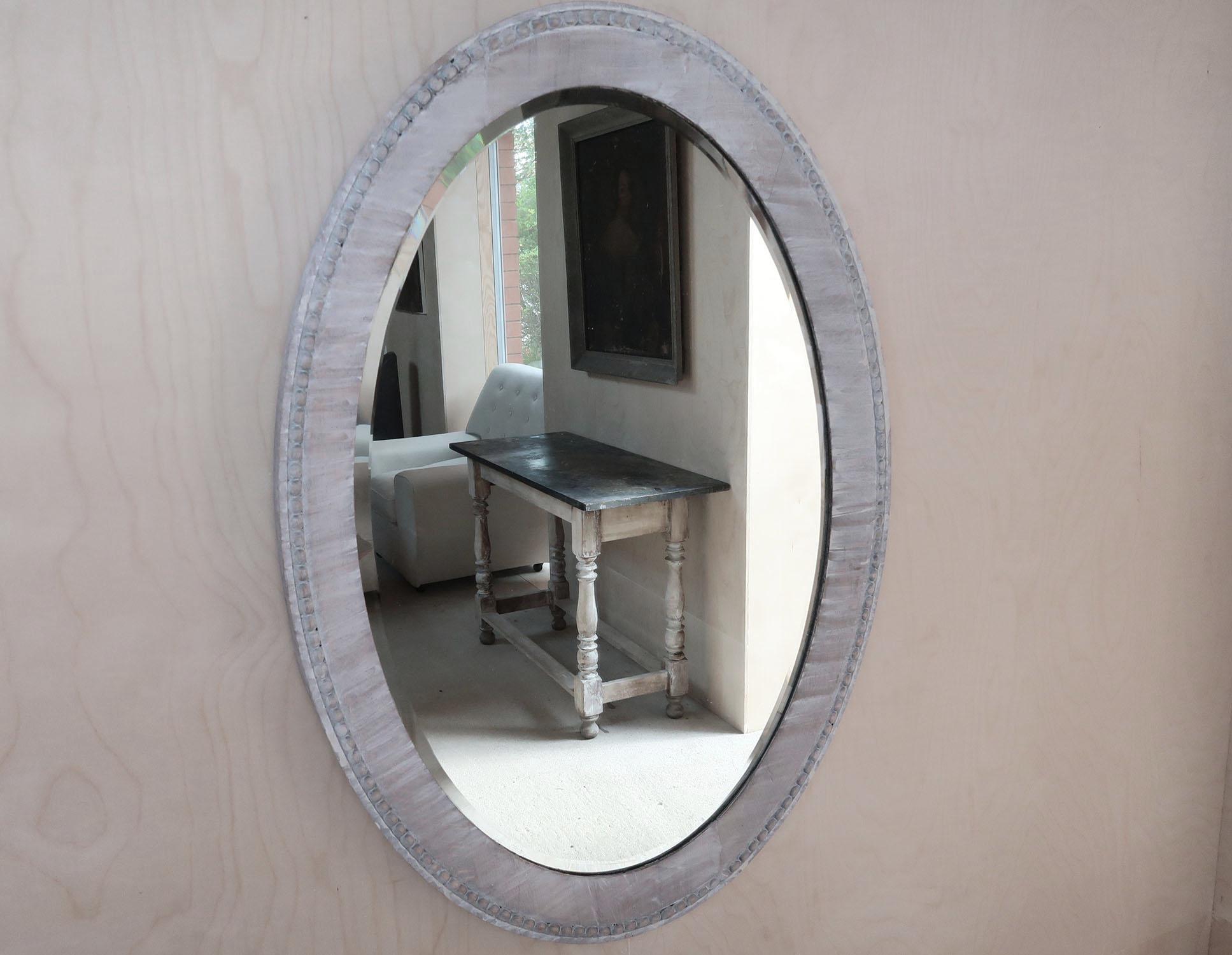 Lovely limed oak mirror

Very simple with just the rather nice gadrooned edge to the frame

In baroque style 

Recently limed.

Original bevelled mirror

Free UK delivery