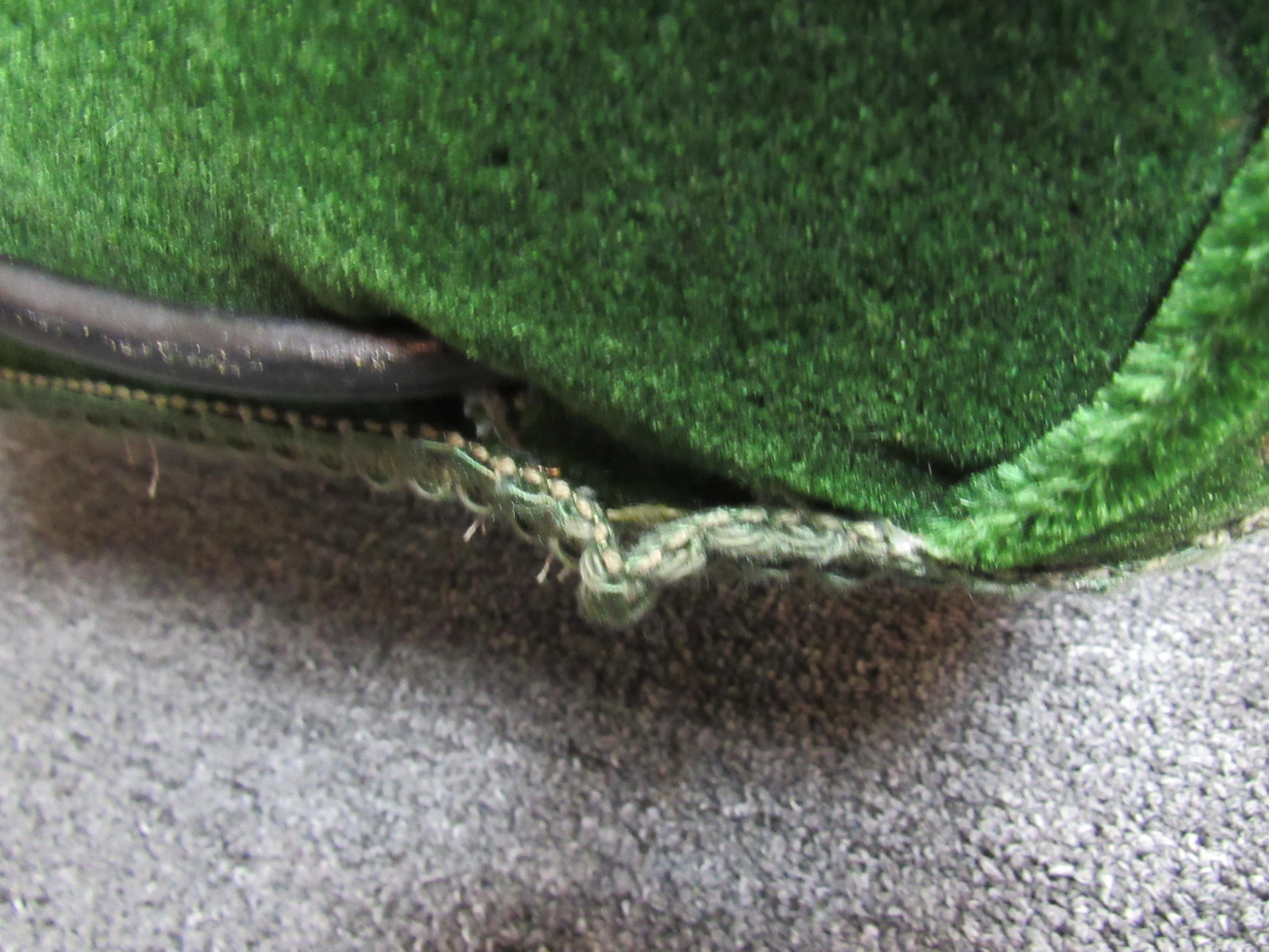 Antique Green Velvet Buggy Bench For Sale 1