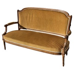 Antique green Velvet Sofa-Solid Wood Lounge Seater-Canapé Claude Sené Style 19th