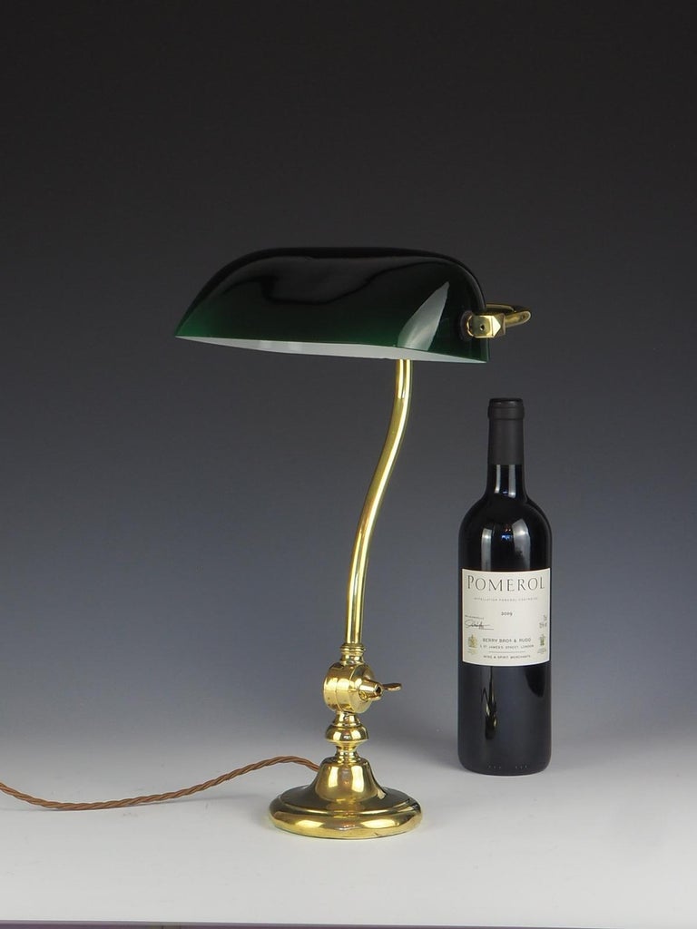 Antique Greenalite Bankers Lamp with Dark Green Glass Shade at 1stDibs