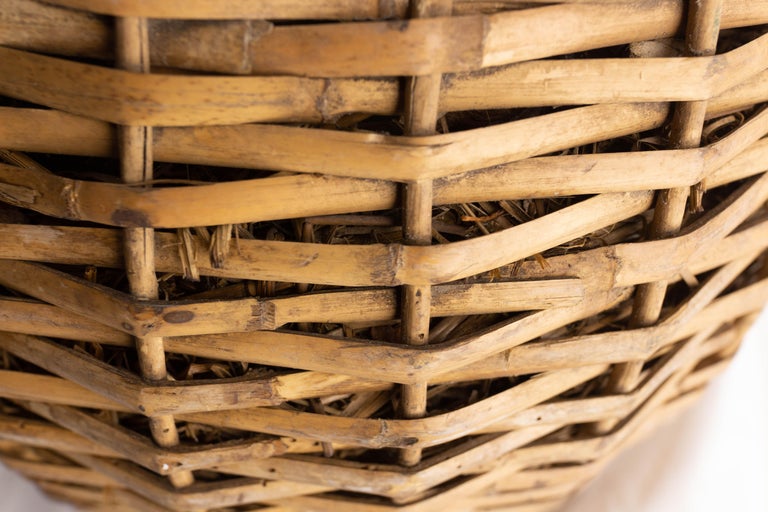 Antique Greenglass Bottle Demijohns or Carboy in Authentic Wicker