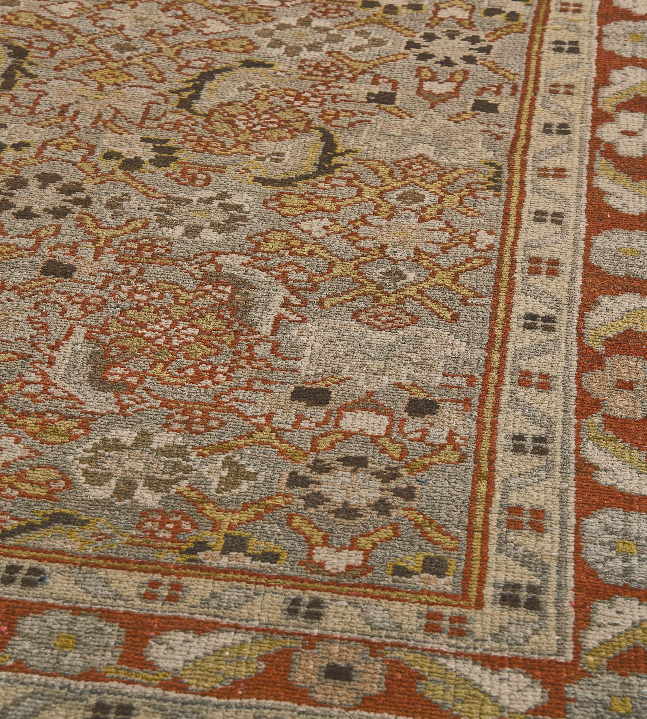 Antiker grauer und brauner Läufer mit Herati-Muster aus Persien (Malayer) (19. Jahrhundert) im Angebot