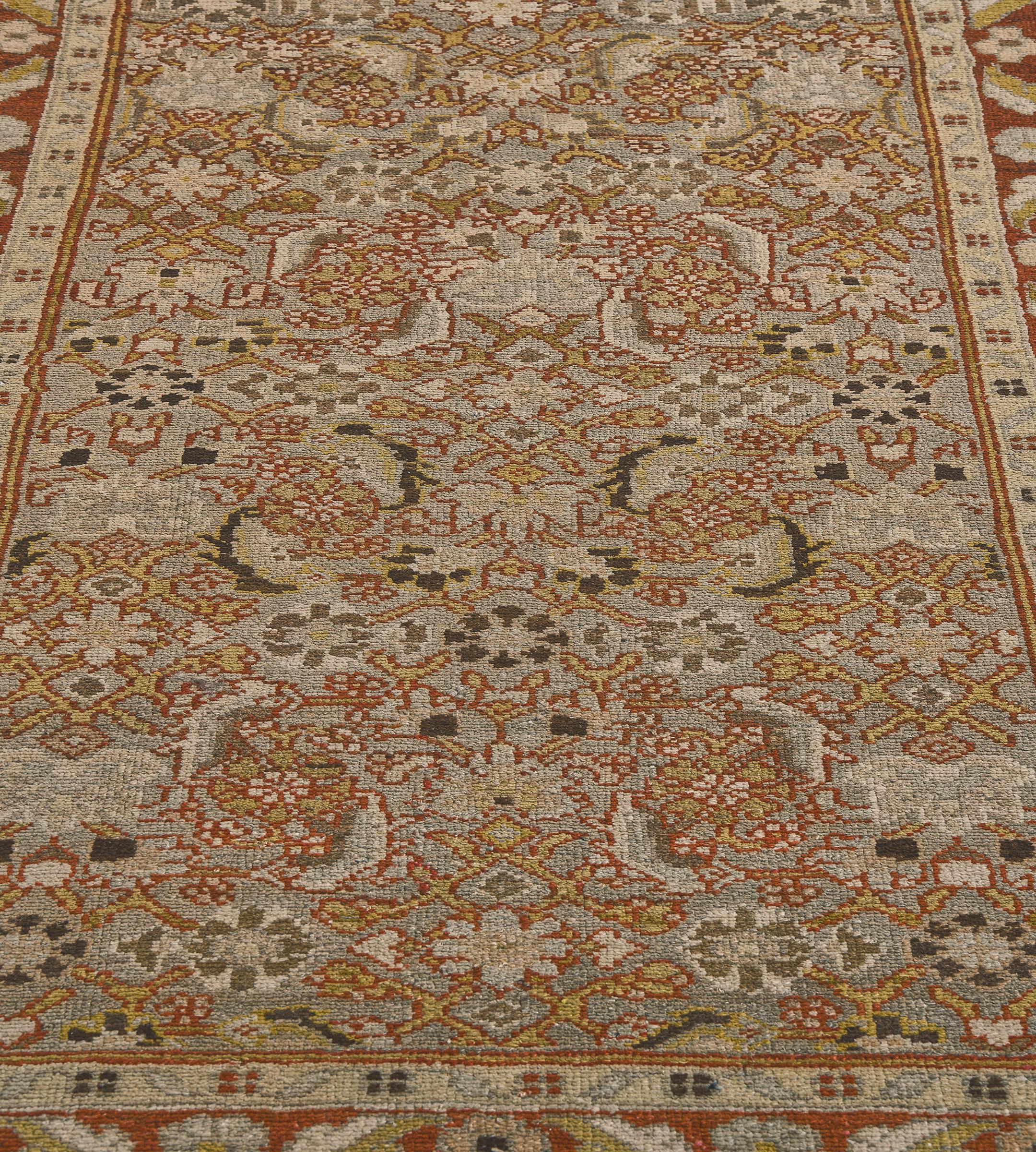 Antiker grauer und brauner Läufer mit Herati-Muster aus Persien (Malayer) (Wolle) im Angebot