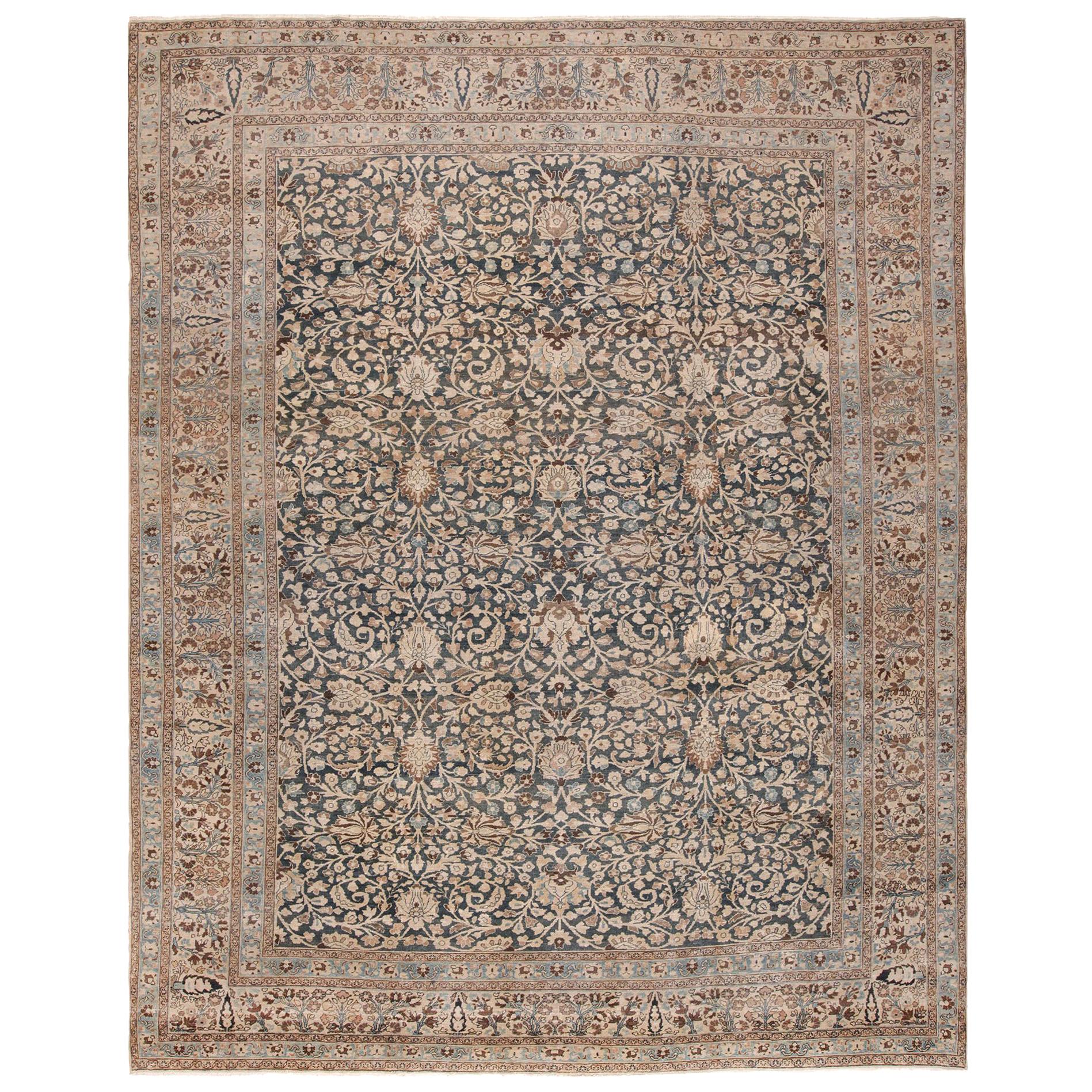 Antique Grey Background Khorassan Persian Rug. Size: 11 ft 4 in x 14 ft 6 in 