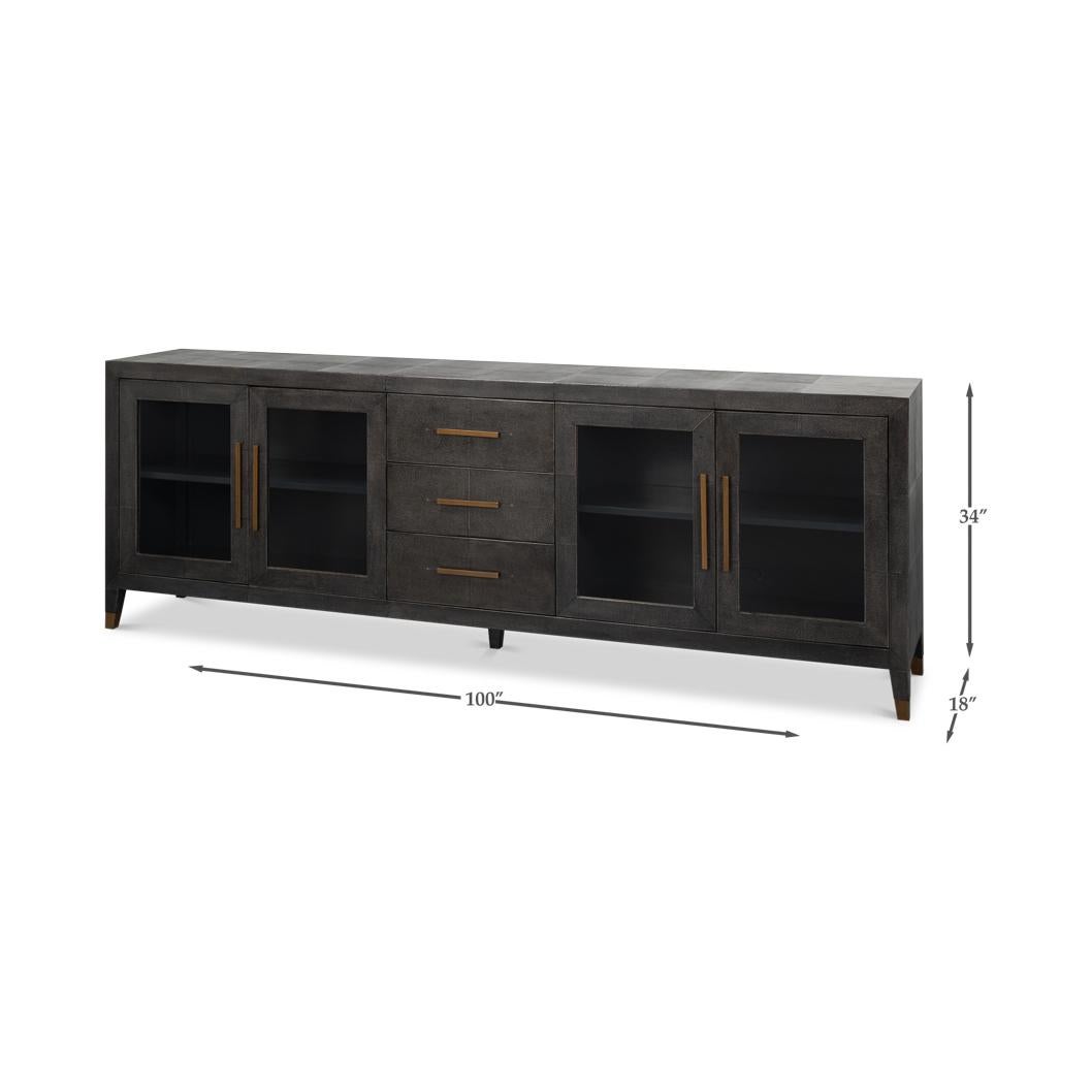 Antikes Sideboard aus grauem Leder in Grau im Angebot 6