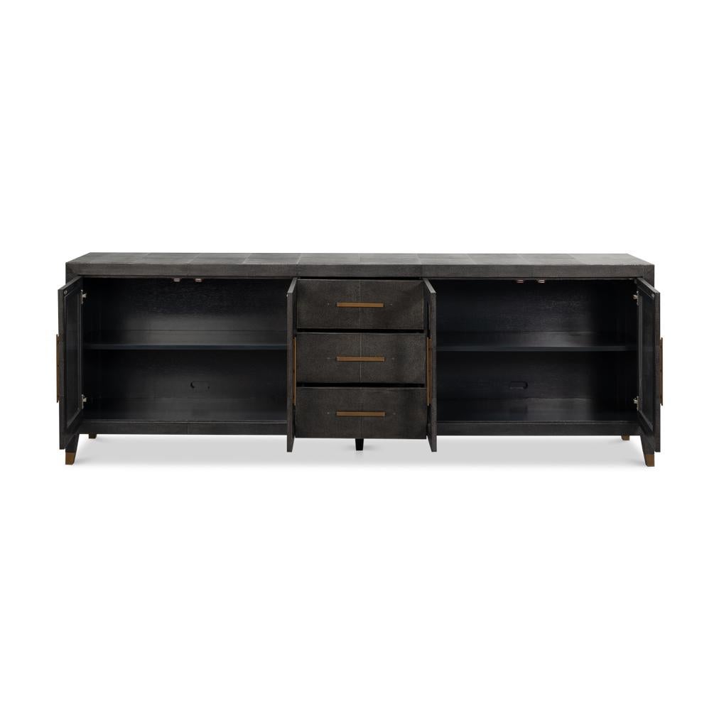 Antikes Sideboard aus grauem Leder in Grau im Zustand „Neu“ im Angebot in Westwood, NJ