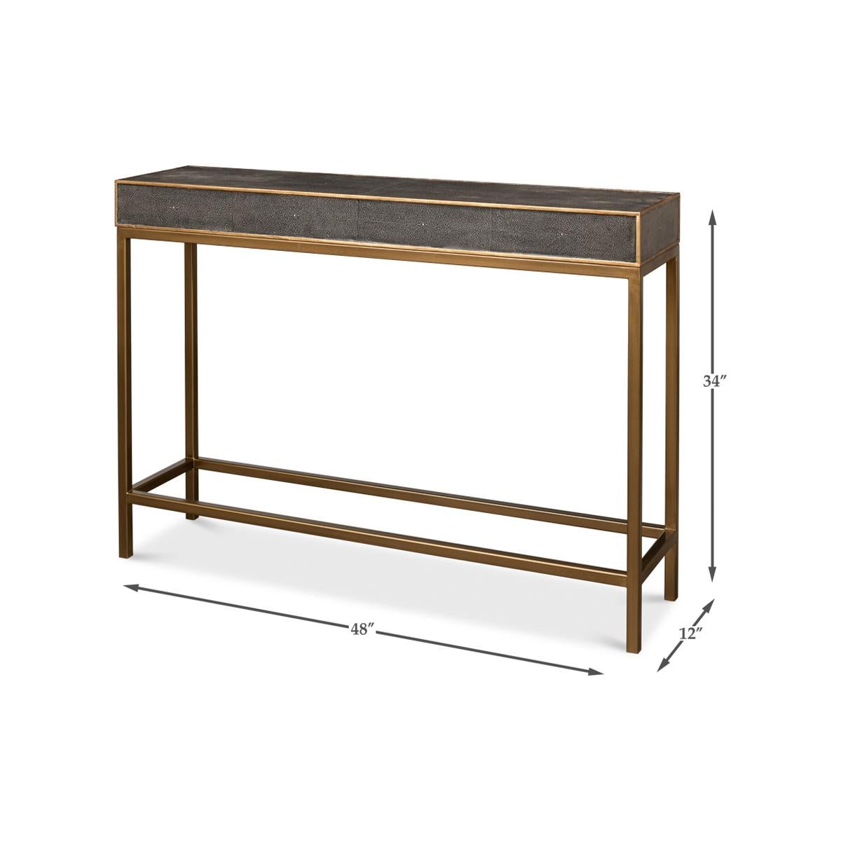 Antique Grey Leather Wrapped Console Table 2