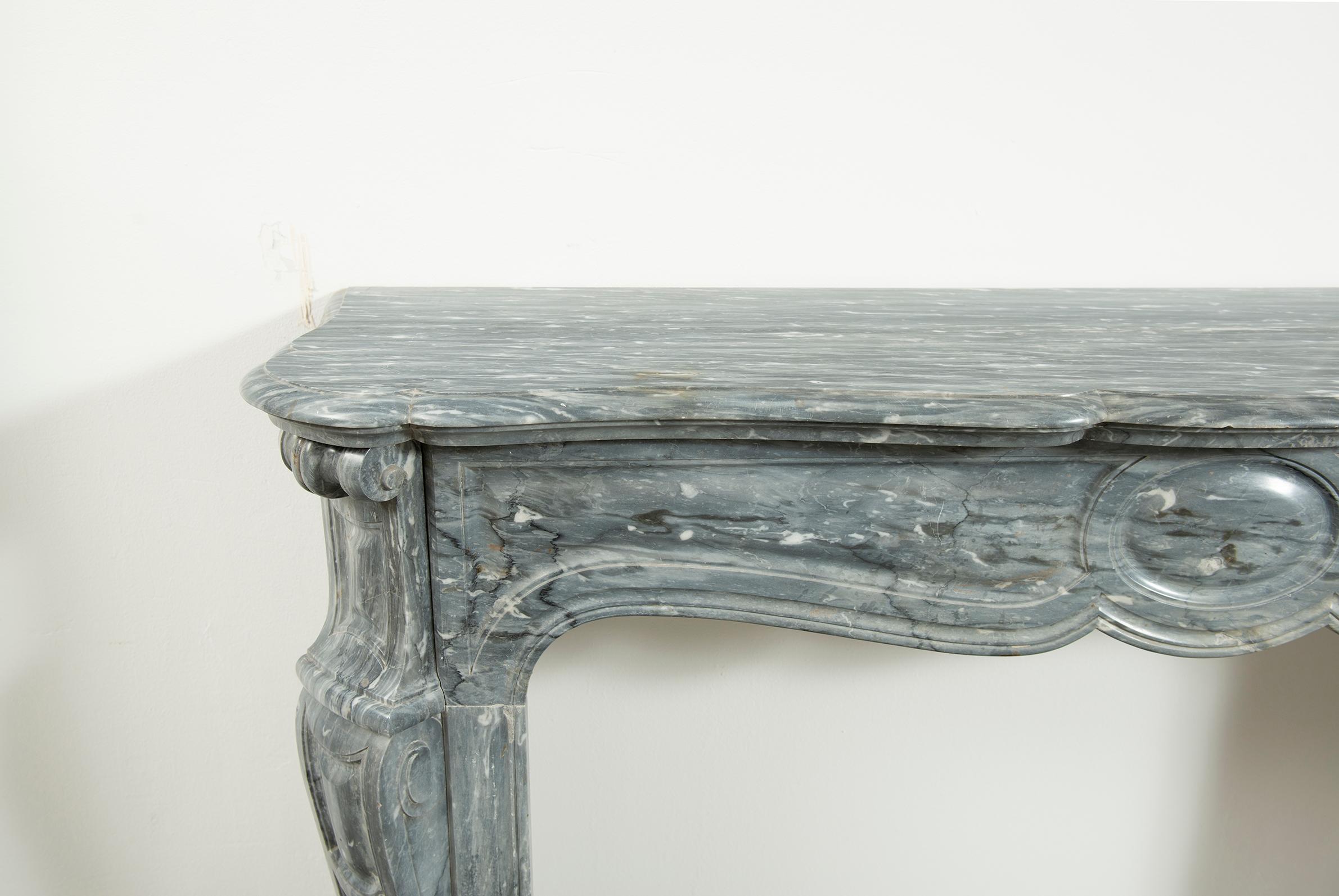 Antique Grey Marble Fireplace For Sale 5