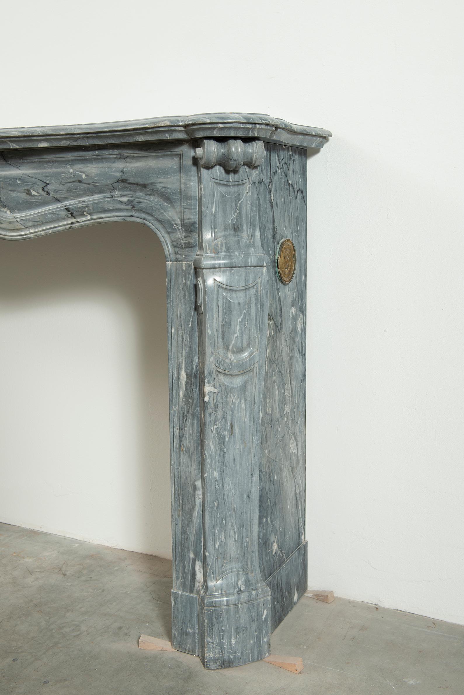 Antique Grey Marble Fireplace For Sale 7
