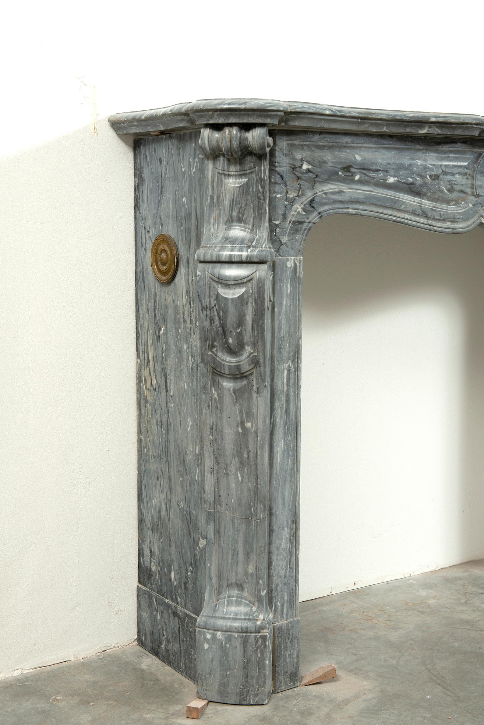 Antique Grey Marble Fireplace For Sale 8