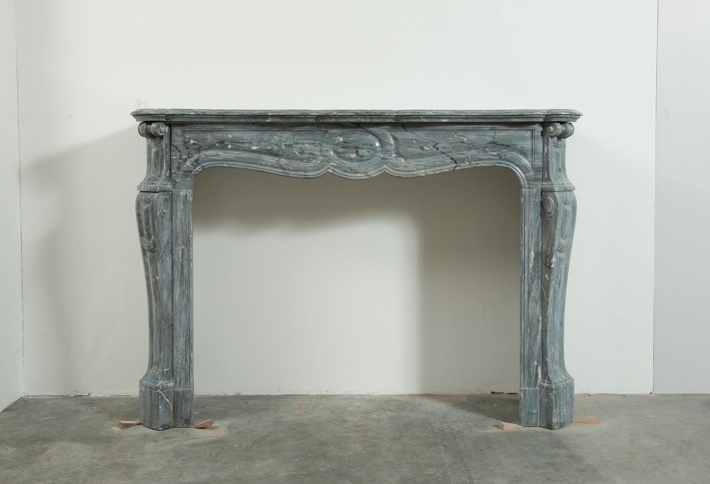 Antique Grey Marble Fireplace For Sale 9