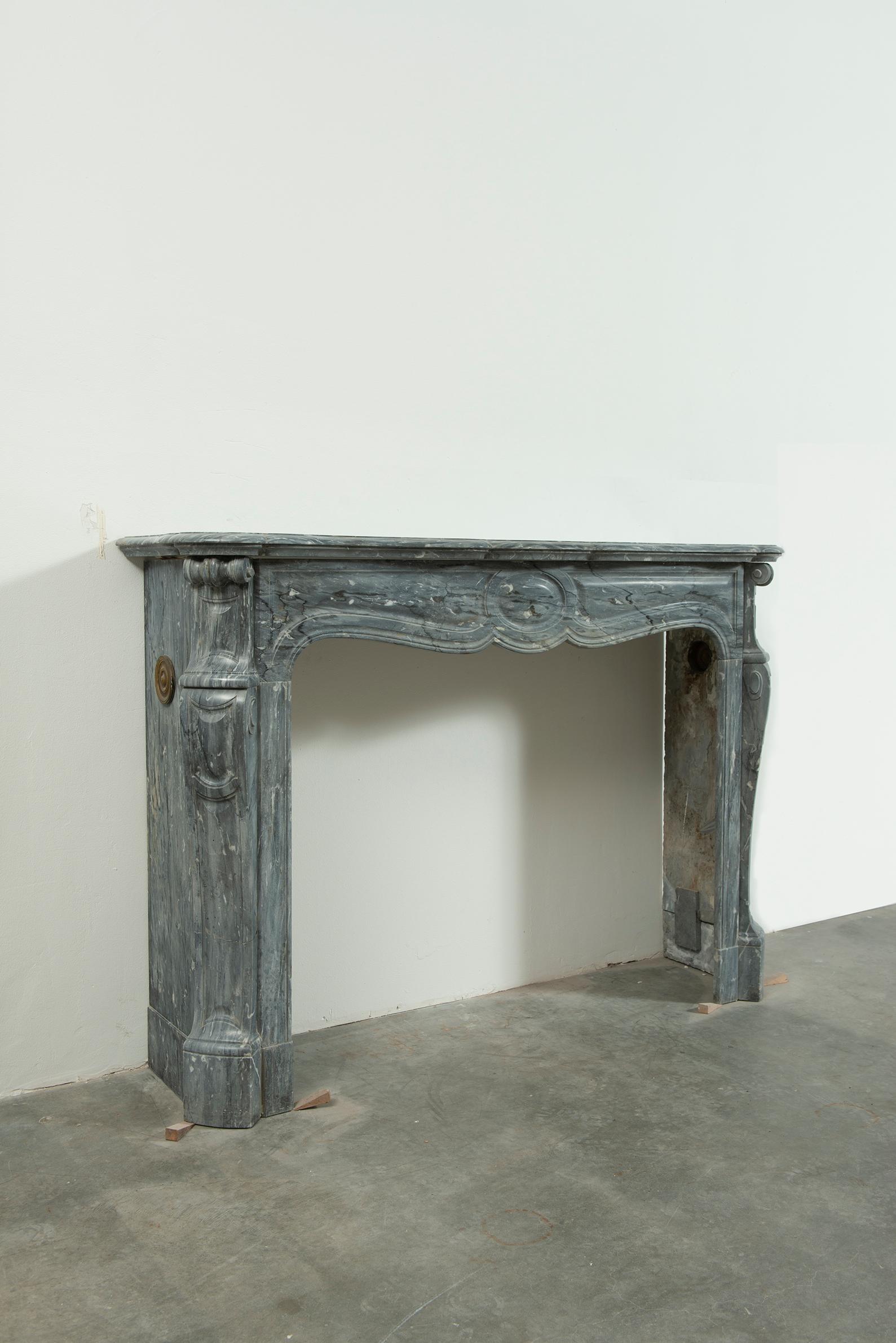 Antique Grey Marble Fireplace For Sale 10