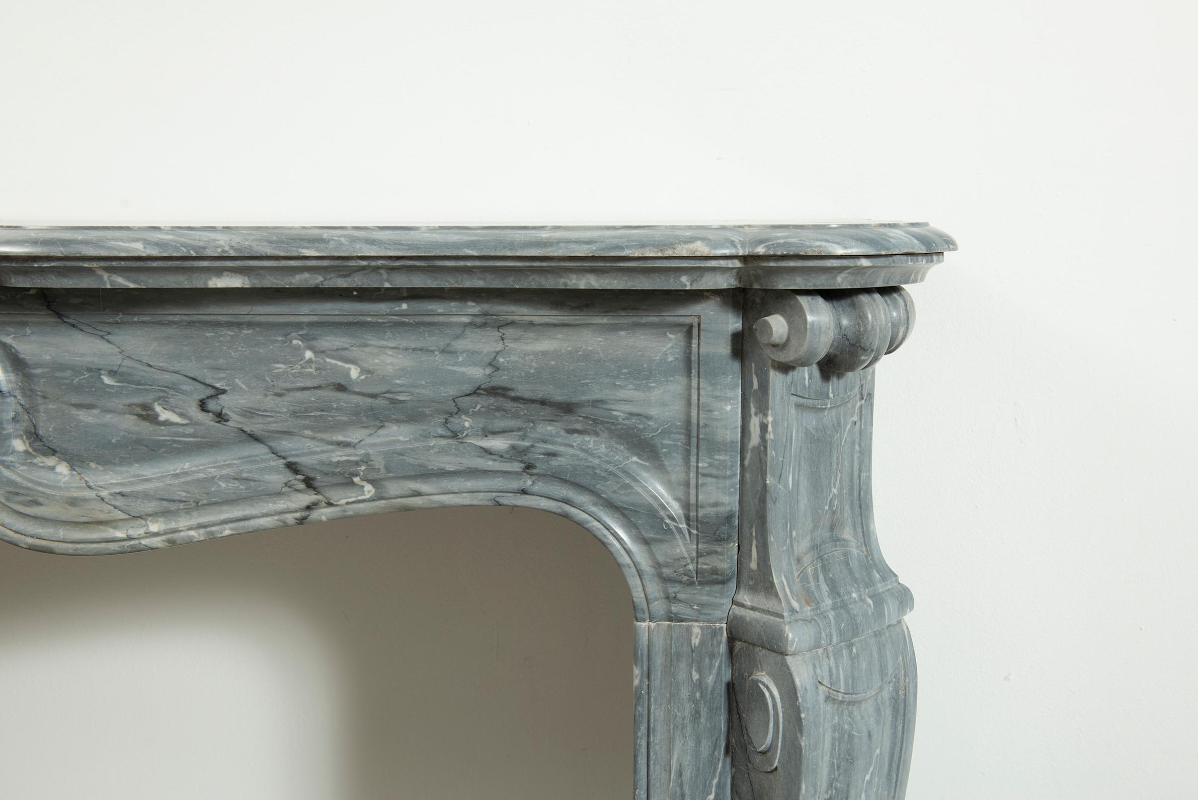Antique Grey Marble Fireplace For Sale 12
