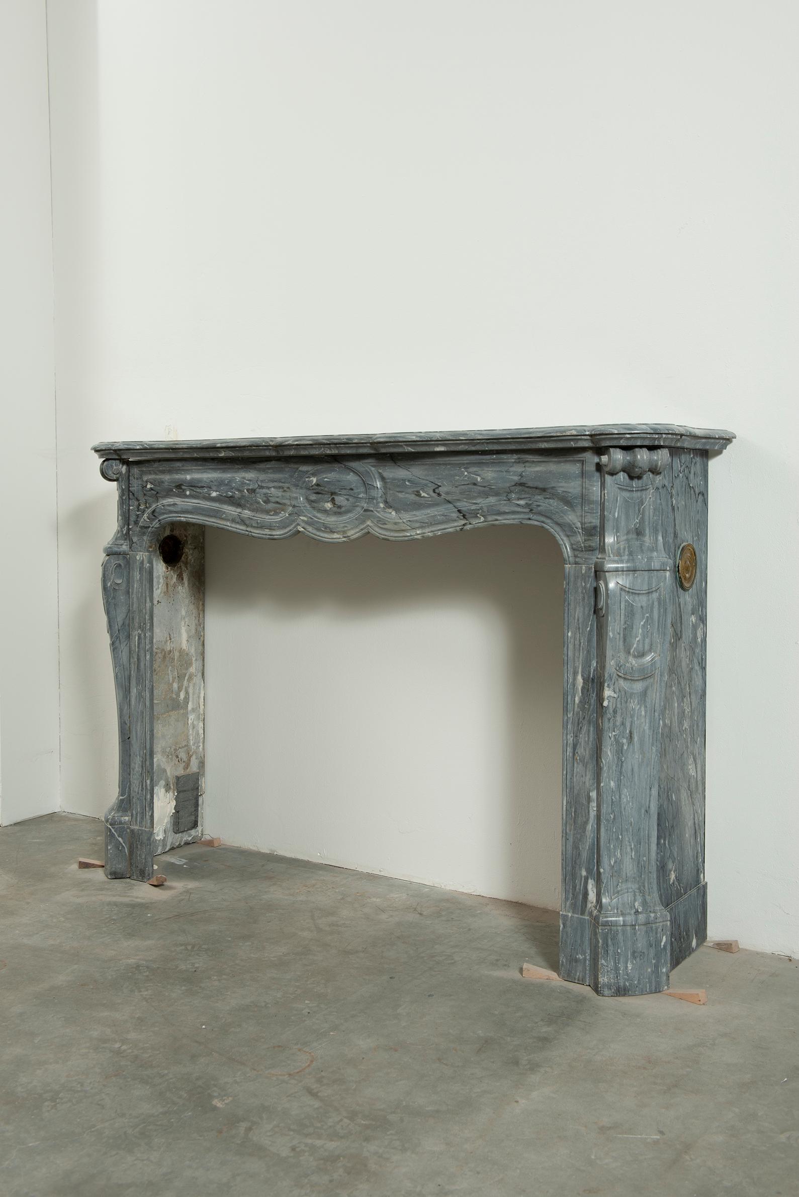 Antique Grey Marble Fireplace For Sale 13