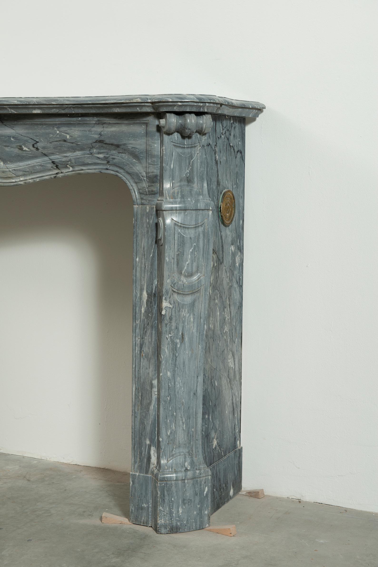 Antique Grey Marble Fireplace For Sale 14