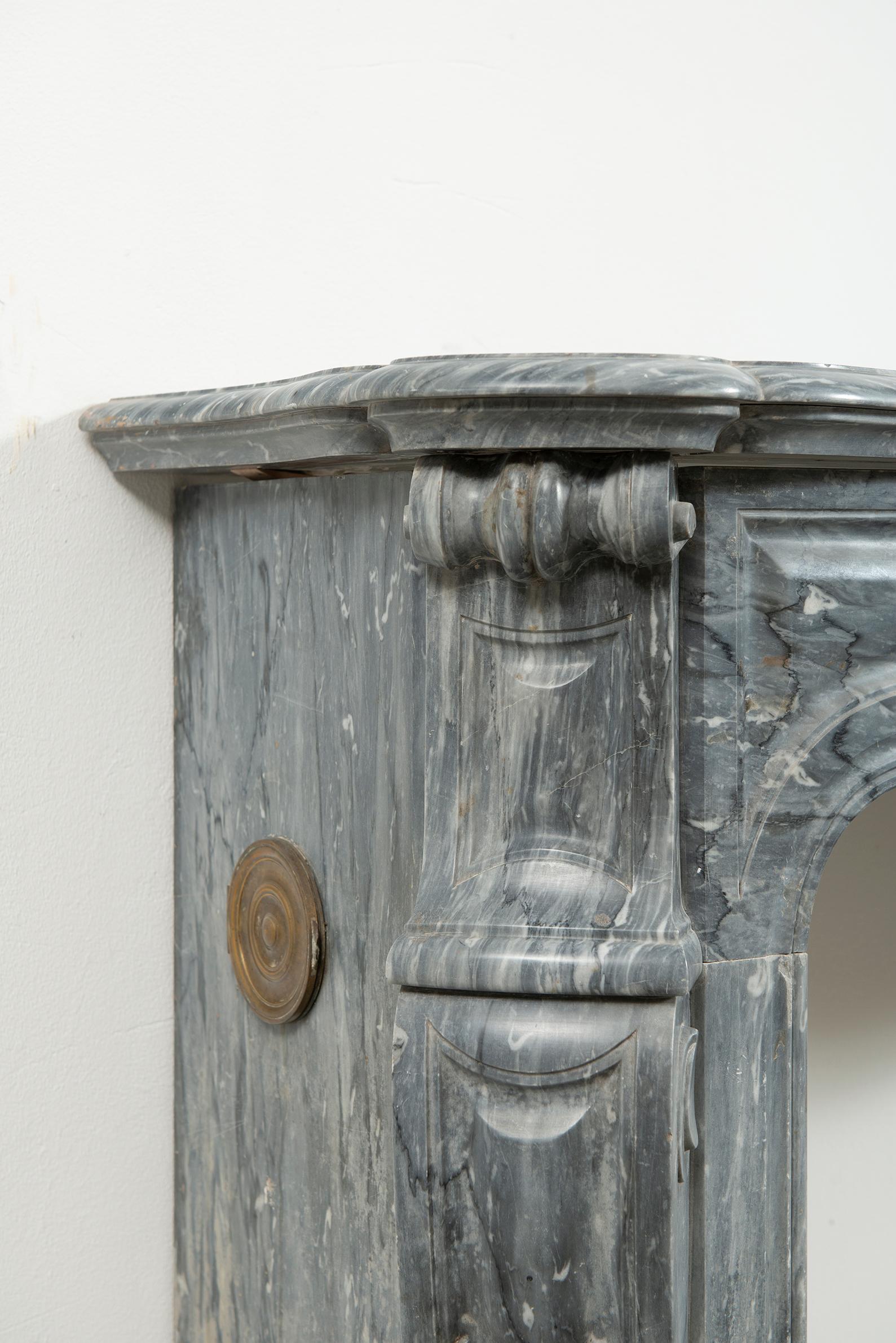 19th Century Antique Grey Marble Fireplace For Sale