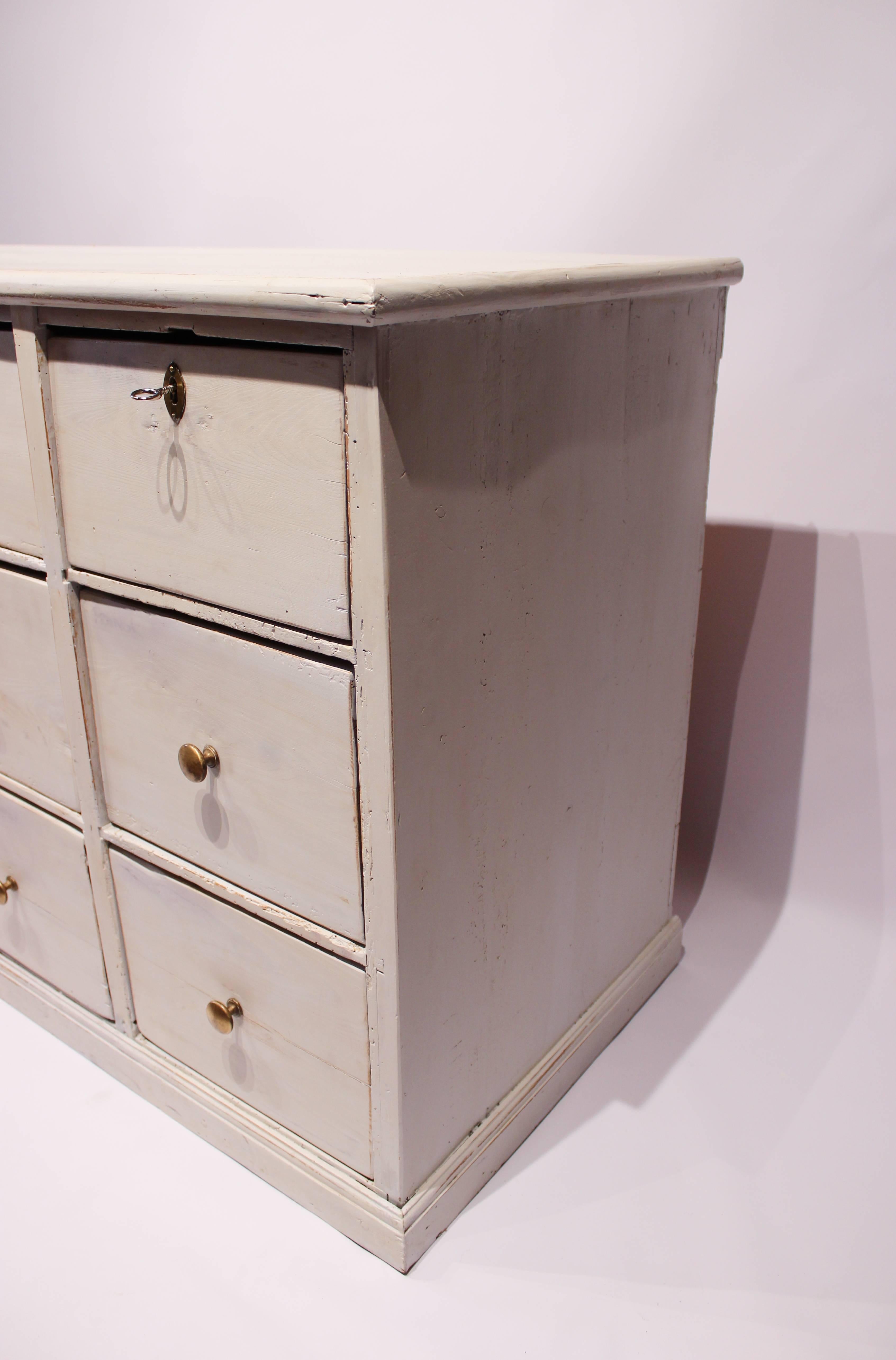 Danish Antique Grey Painted Chest of Drawers in Gustavian Style, 1920s