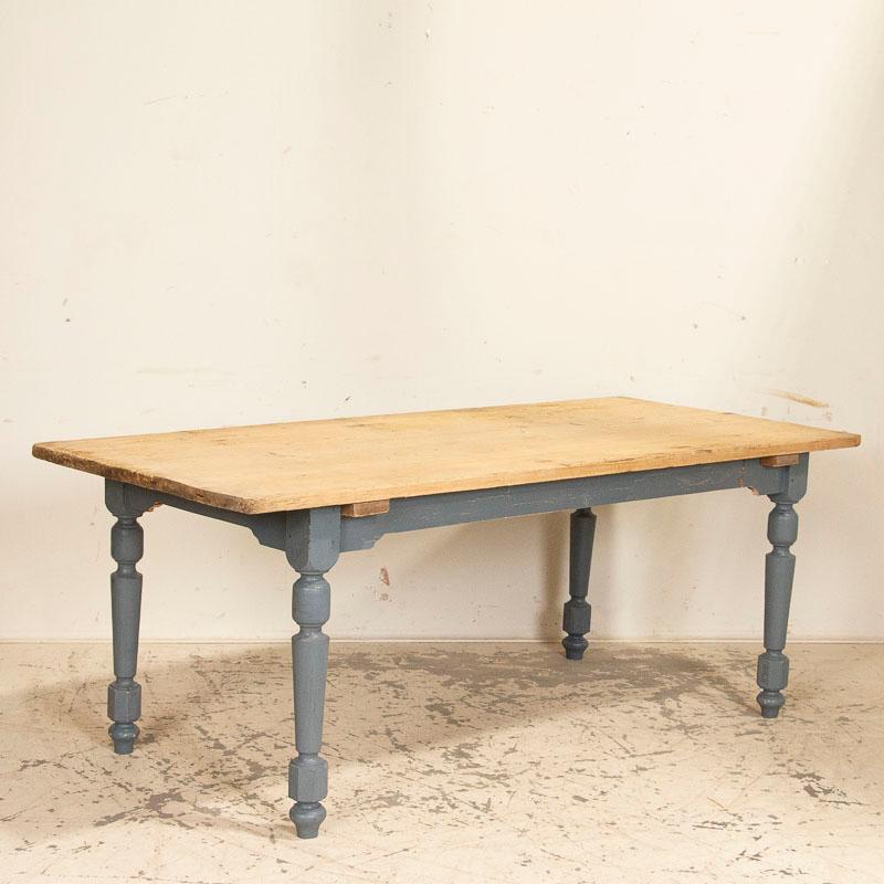 Hungarian Antique Grey Painted Farm Table Dining Table with Pine Top