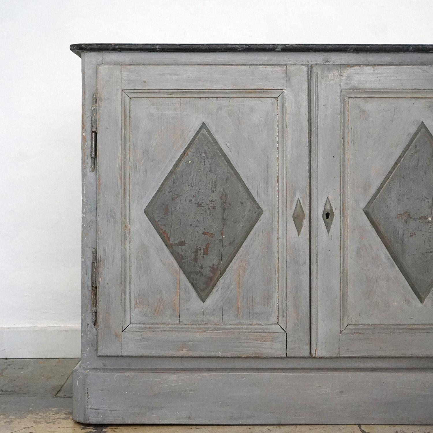 Hand-Painted Antique Grey Painted Swedish Cabinet, 19th Century