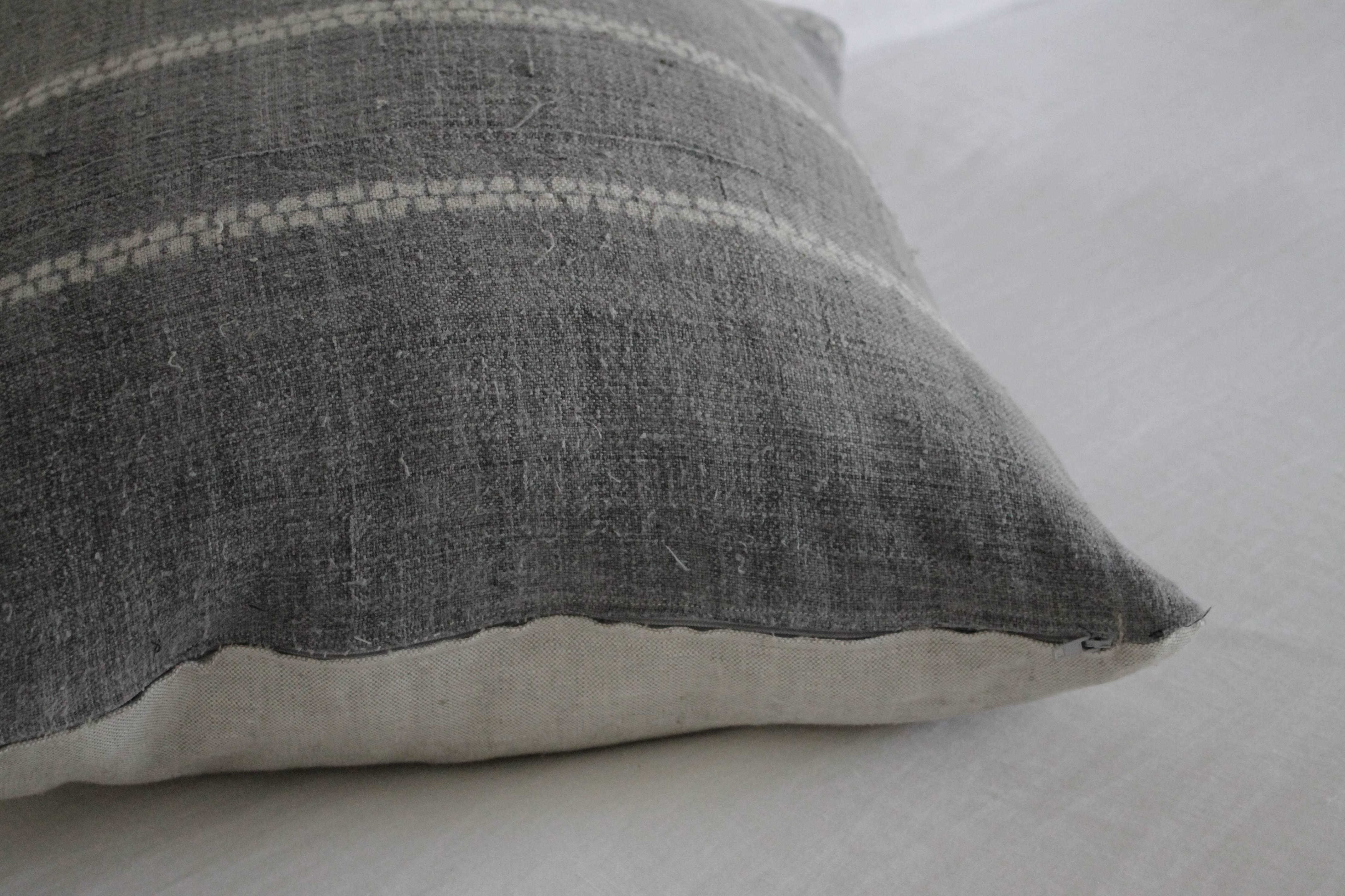Asian Antique Grey Shibori Style Accent Pillow