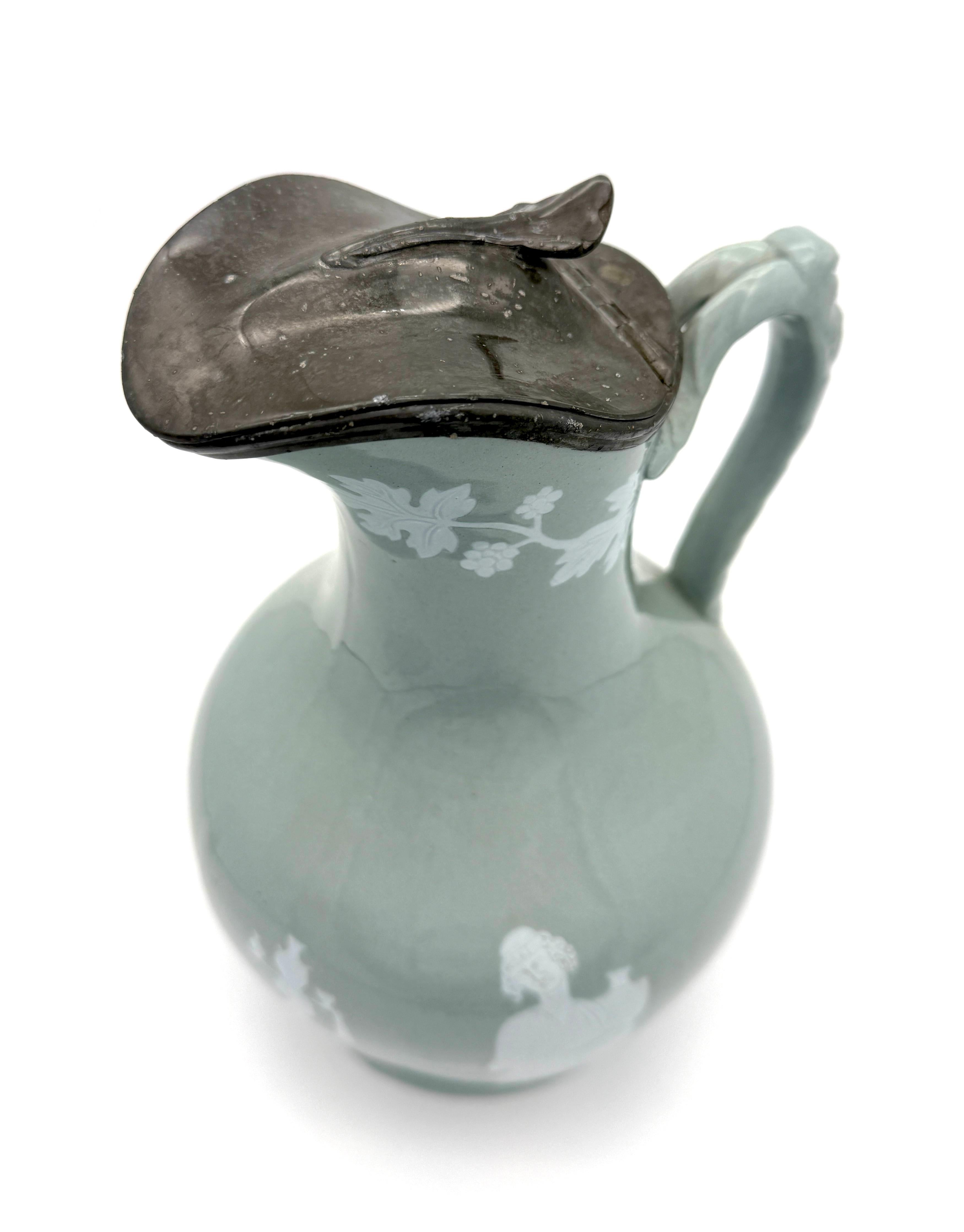 English Antique Grey Stoneware Pitcher Followers of Dionysos Baccanal Antique Revival For Sale
