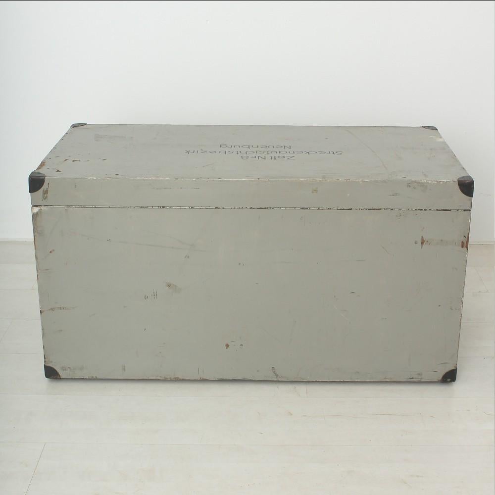 Early 20th Century Antique Grey Wood Trunk