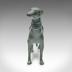 Antique Greyhound Figure, French, Bronze, Dog Paperweight, Ornament, Victorian