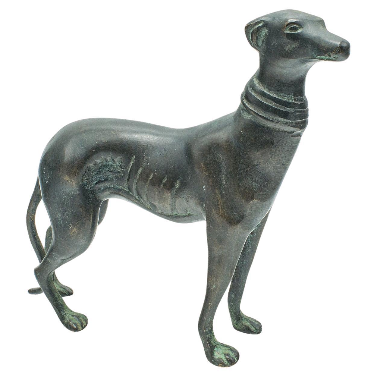 Antique Greyhound Figure, French, Bronze, Dog Paperweight, Ornament, Victorian