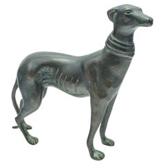 Antique Greyhound Figure, French, Bronze, Dog Paperweight, Ornament, Victorian