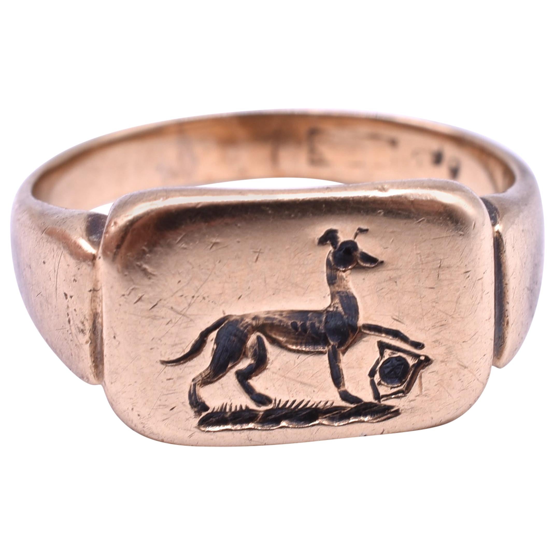 Antique Greyhound Signet Ring