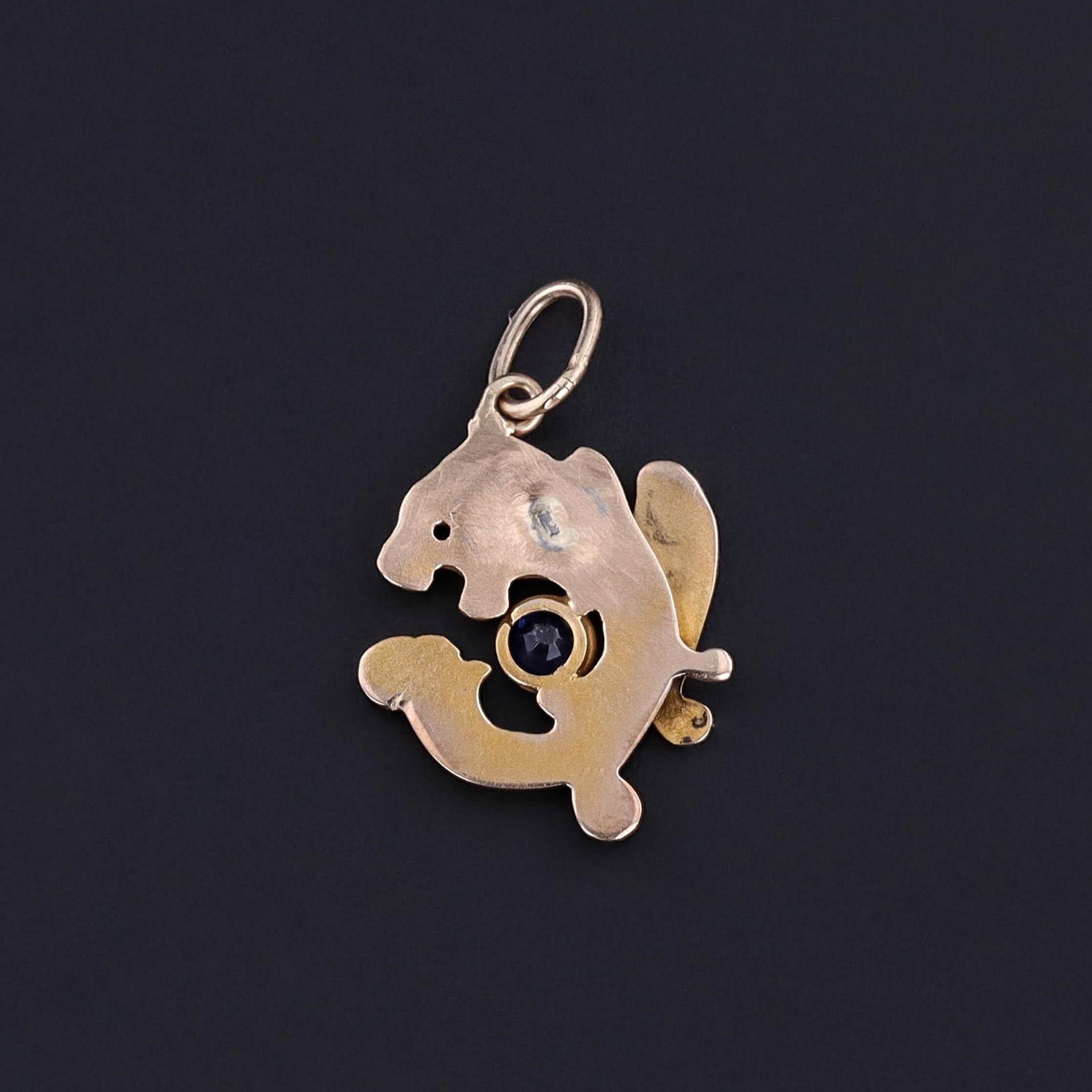 Edwardian Antique Griffin Charm of 10k Gold For Sale