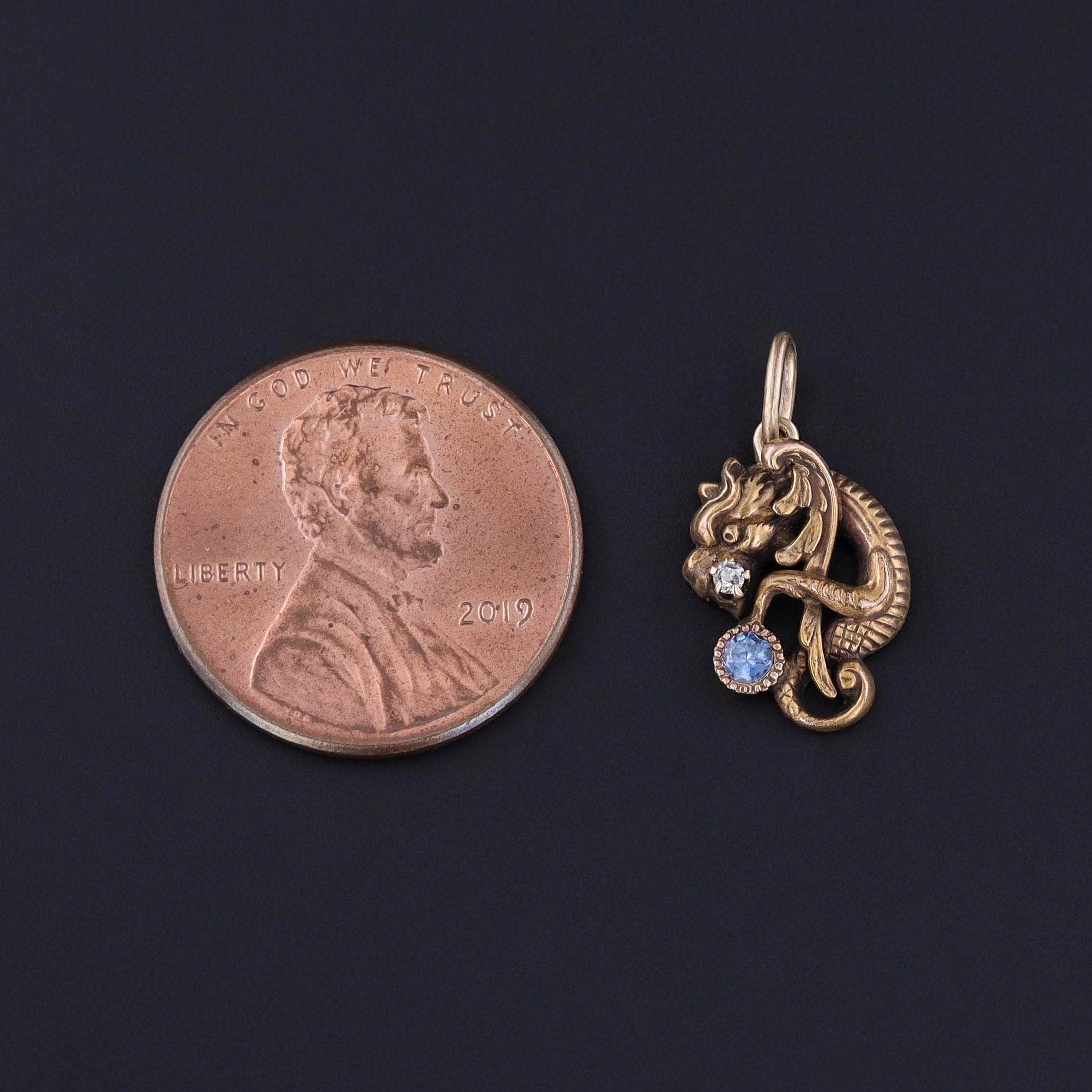 Victorian Antique Griffin Charm of 14k Gold For Sale