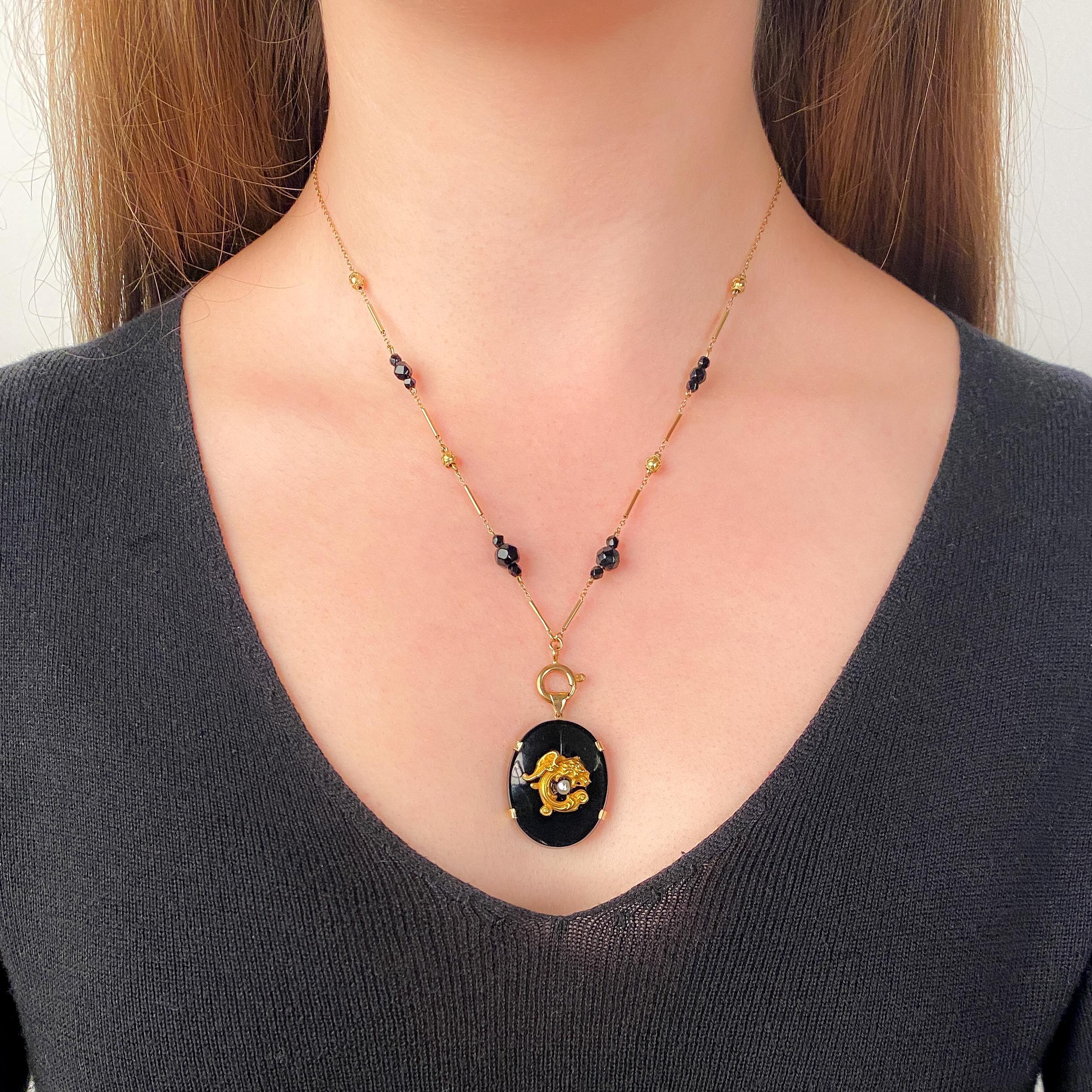 Collier ancien de conversion de griffon en or 14k Pour femmes en vente