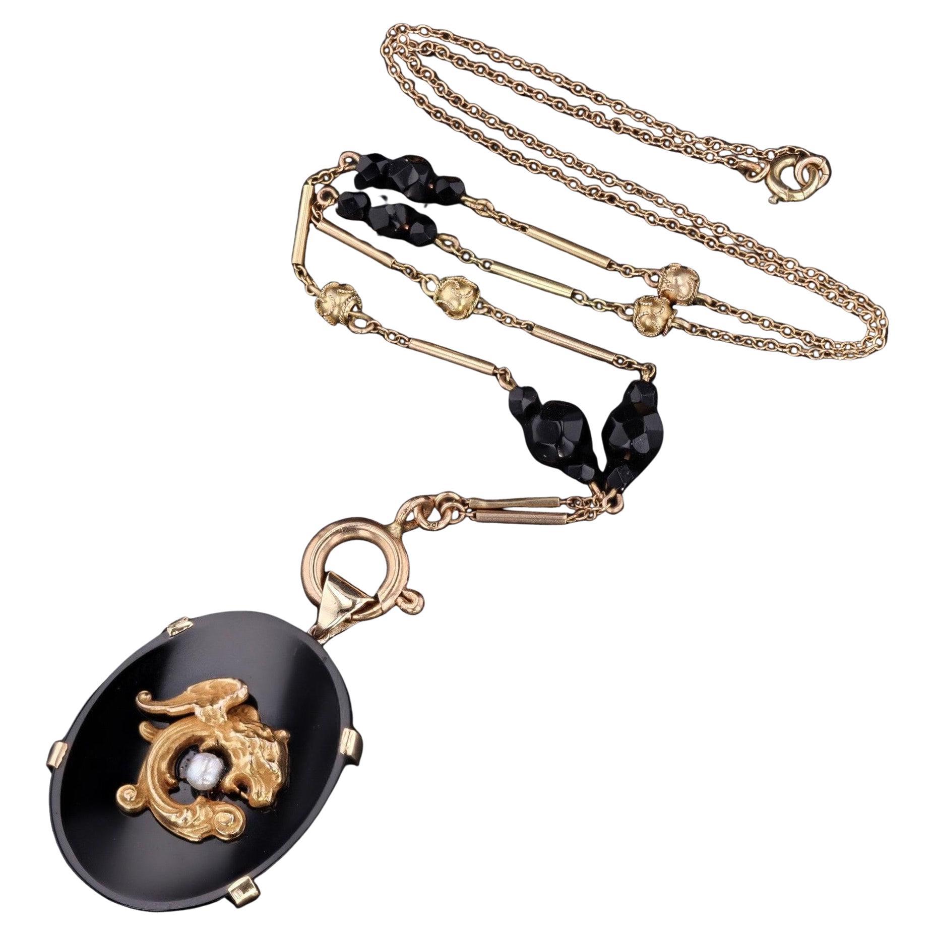 Collier ancien de conversion de griffon en or 14k en vente