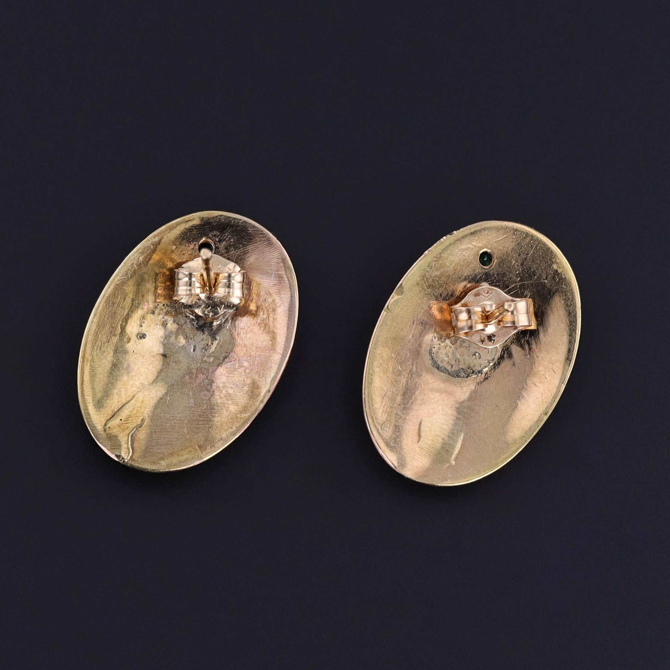 Antique Griffin Cufflink Earrings of 14k Gold In Good Condition For Sale In Lewisburg, PA