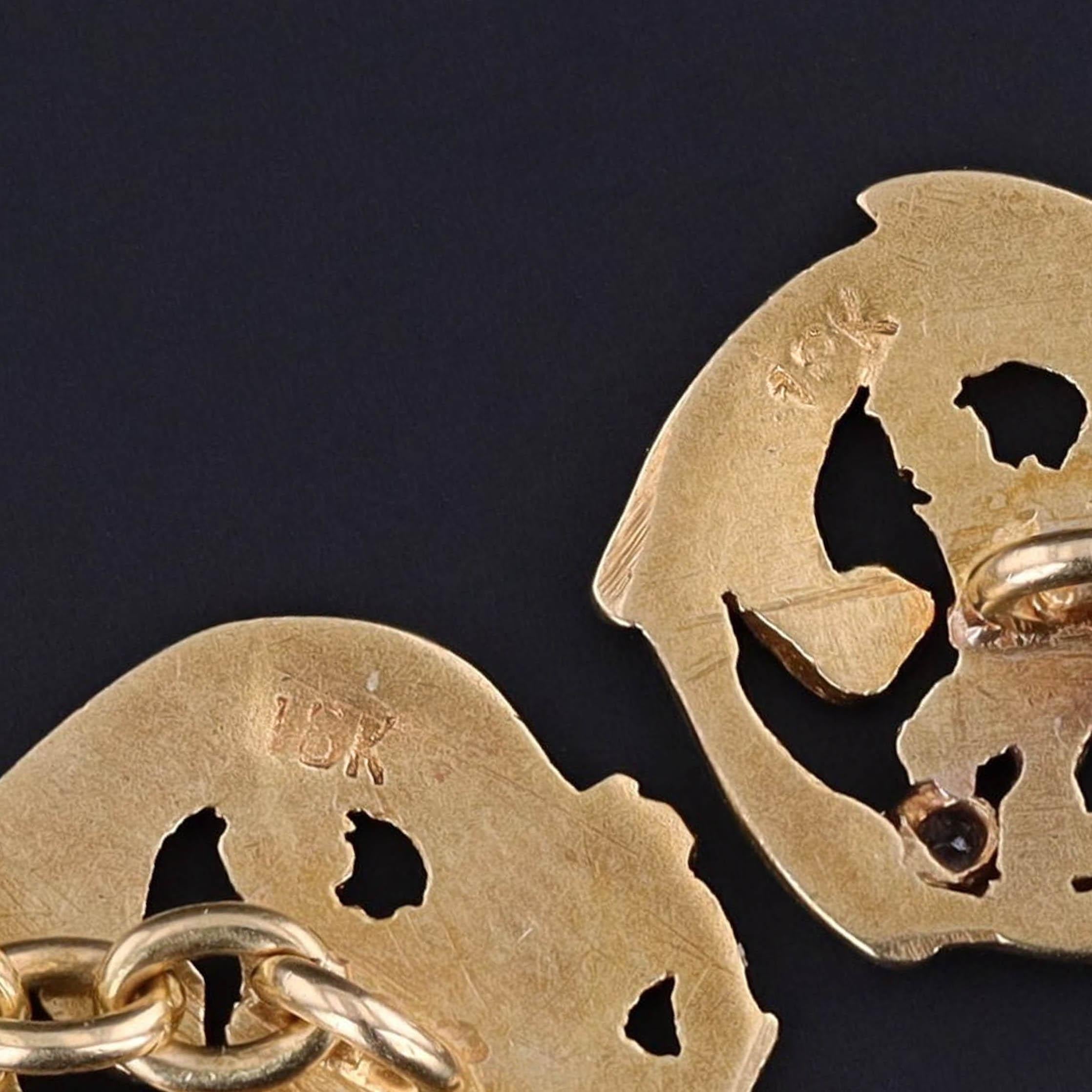 Taille vieille Europe Boutons de manchette Griffin anciens en or 18 carats en vente