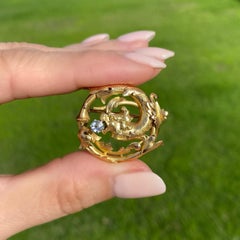 Antique Griffin Holding a Diamond Gold Brooch Pin Estate Fine Jewelry
