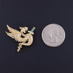 Antique Griffin Pin of 14k Gold