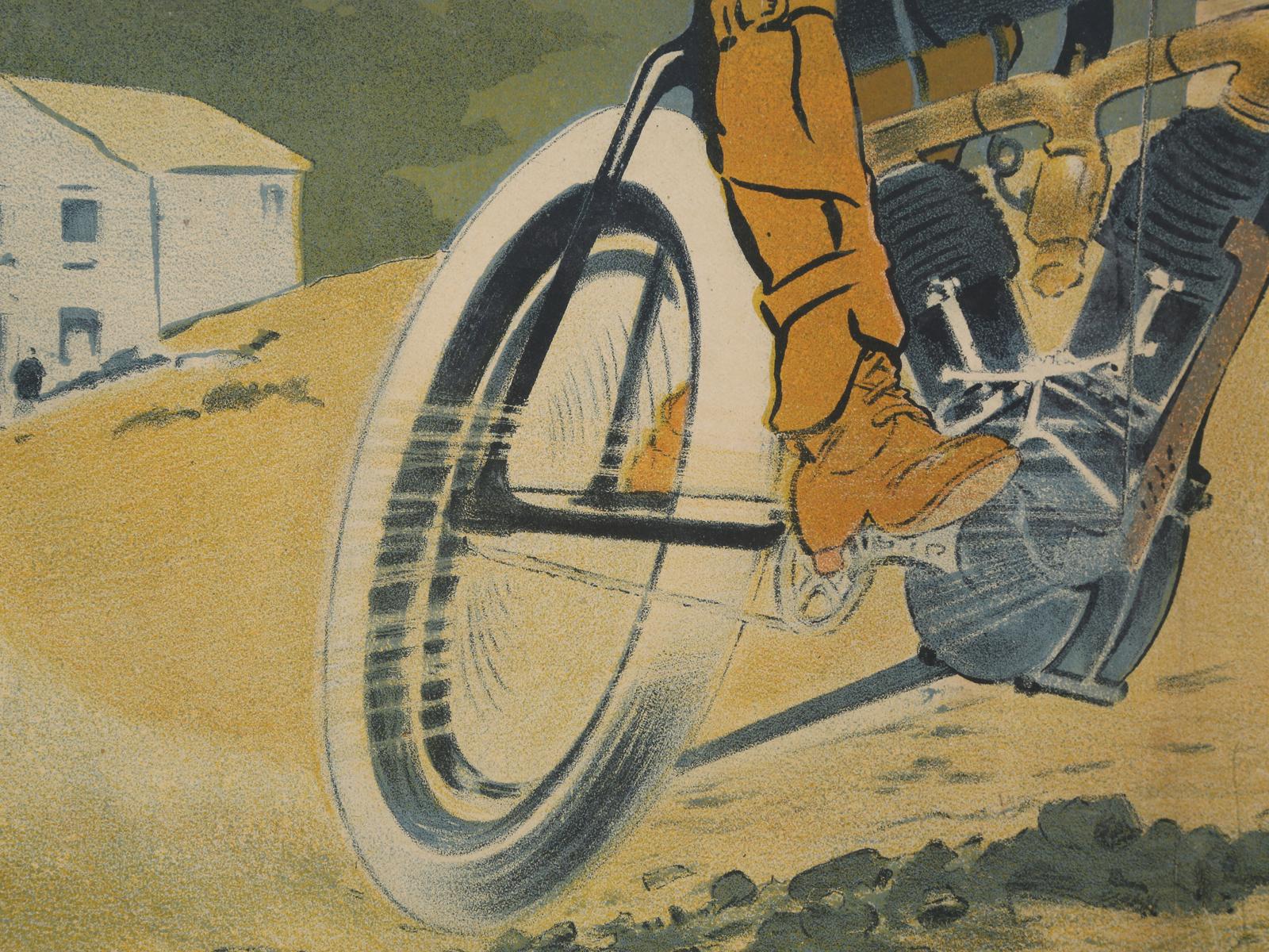 Paper Antique Griffon Motorcycle Racing Poster by Walter Thor, circa 1910