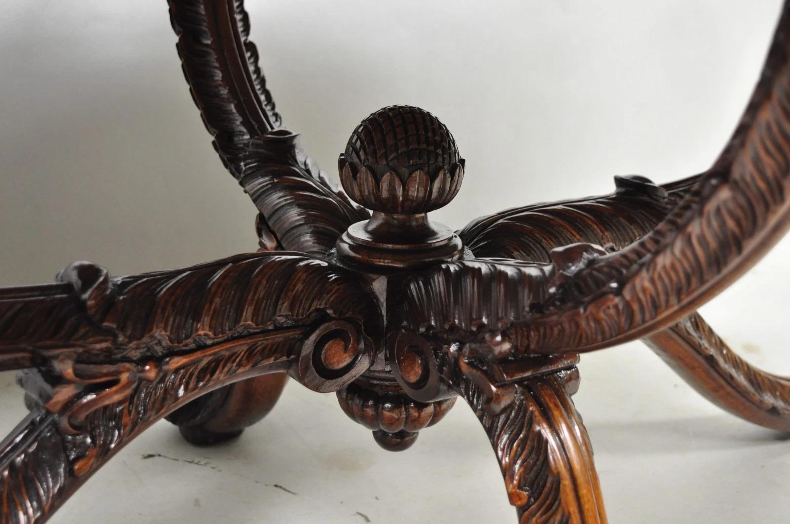 Antique The Marble House of Antiques French Regency Plume Carved Mahogany Marble Table à café en vente 5