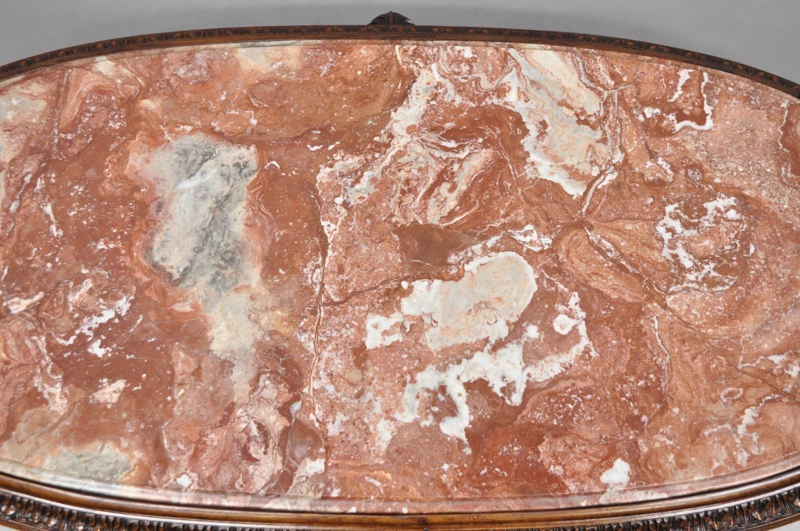 Antique The Marble House of Antiques French Regency Plume Carved Mahogany Marble Table à café en vente 8