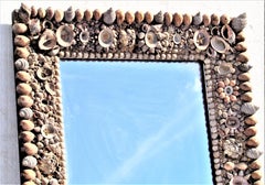 Antique Grotto Style Natural Seashell Framed Wall Mirror, Circa 1900
