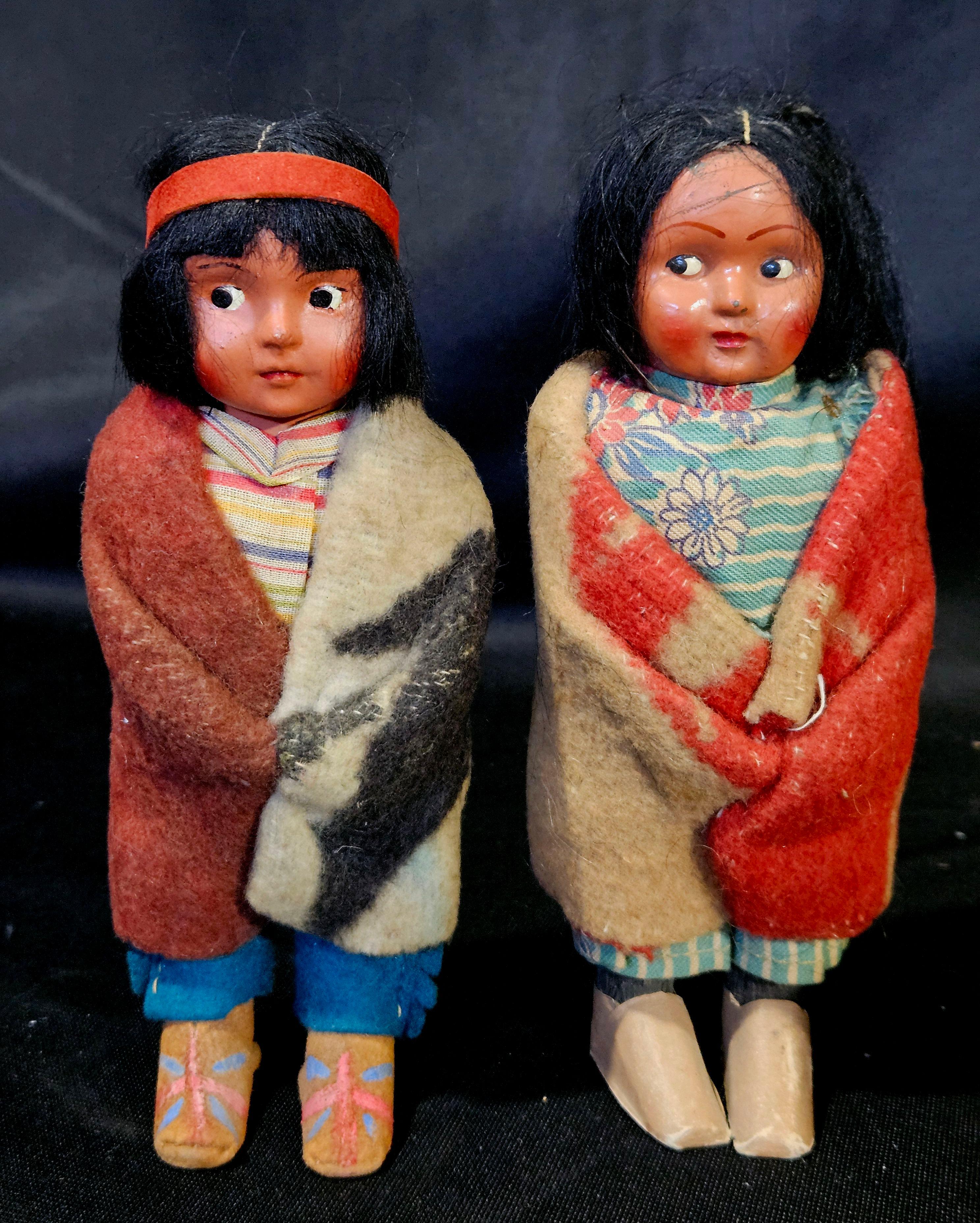German Antique Group of 6 Skookum Dolls, 1913s For Sale