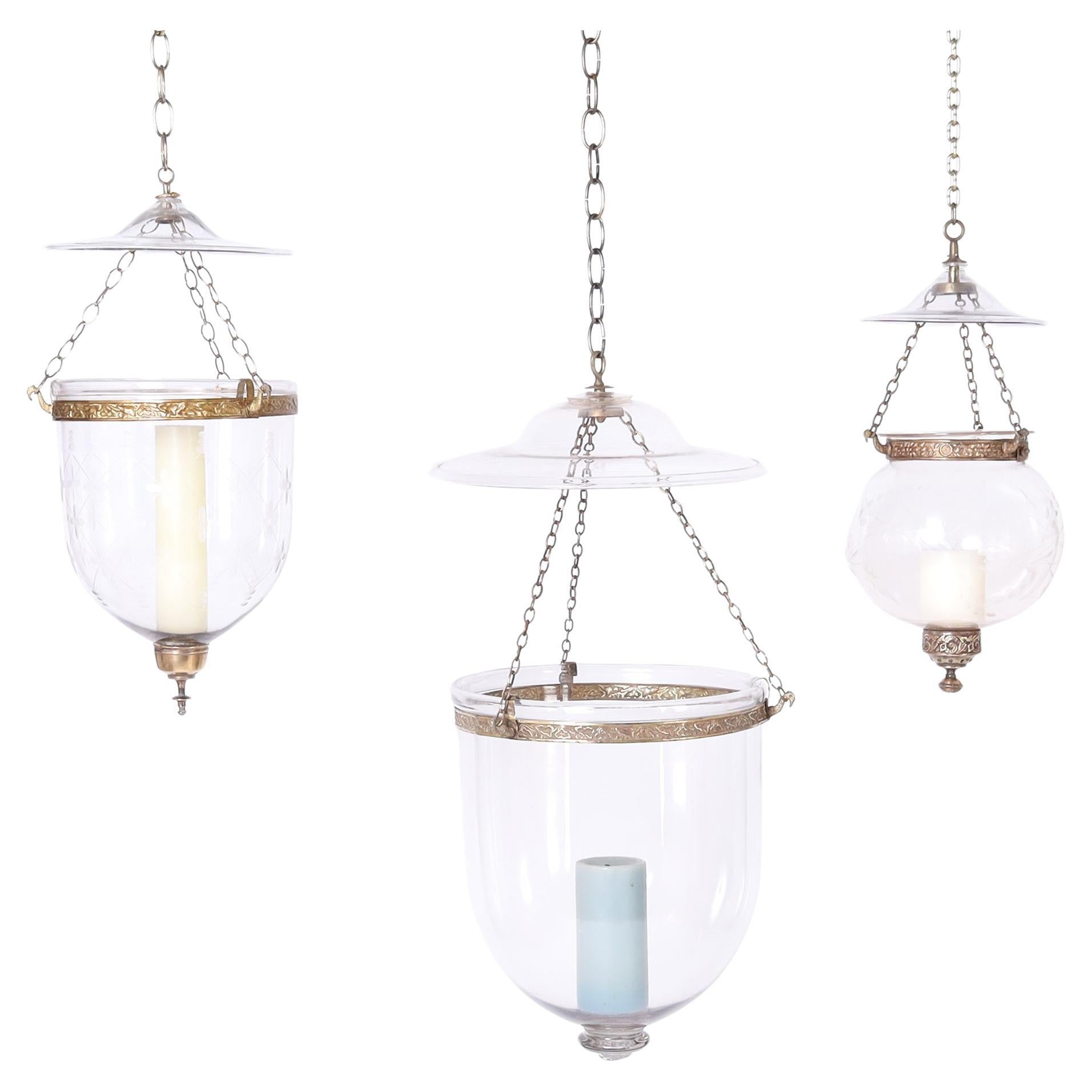 Antique Group of Three Smoke Bell Light Fixtures, Priced Individually