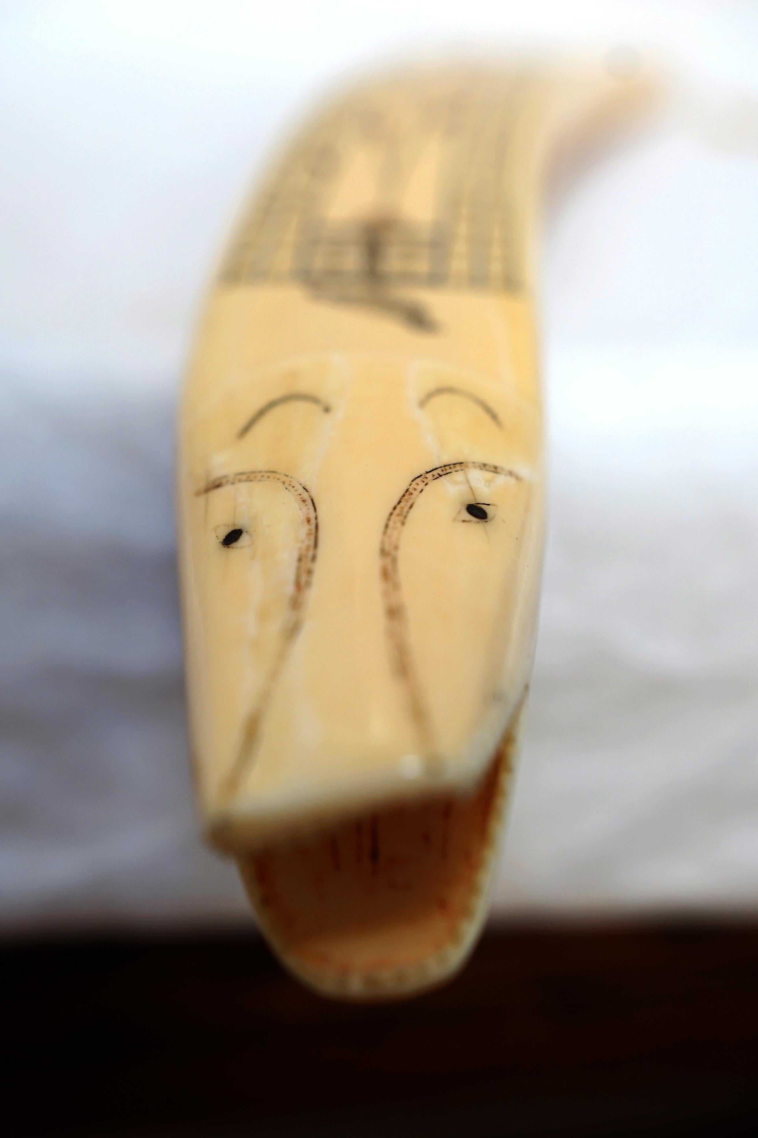 Antique Set of Walrus Tusk Scrimshaw Cribbage Items and Alaskan Utensils 3