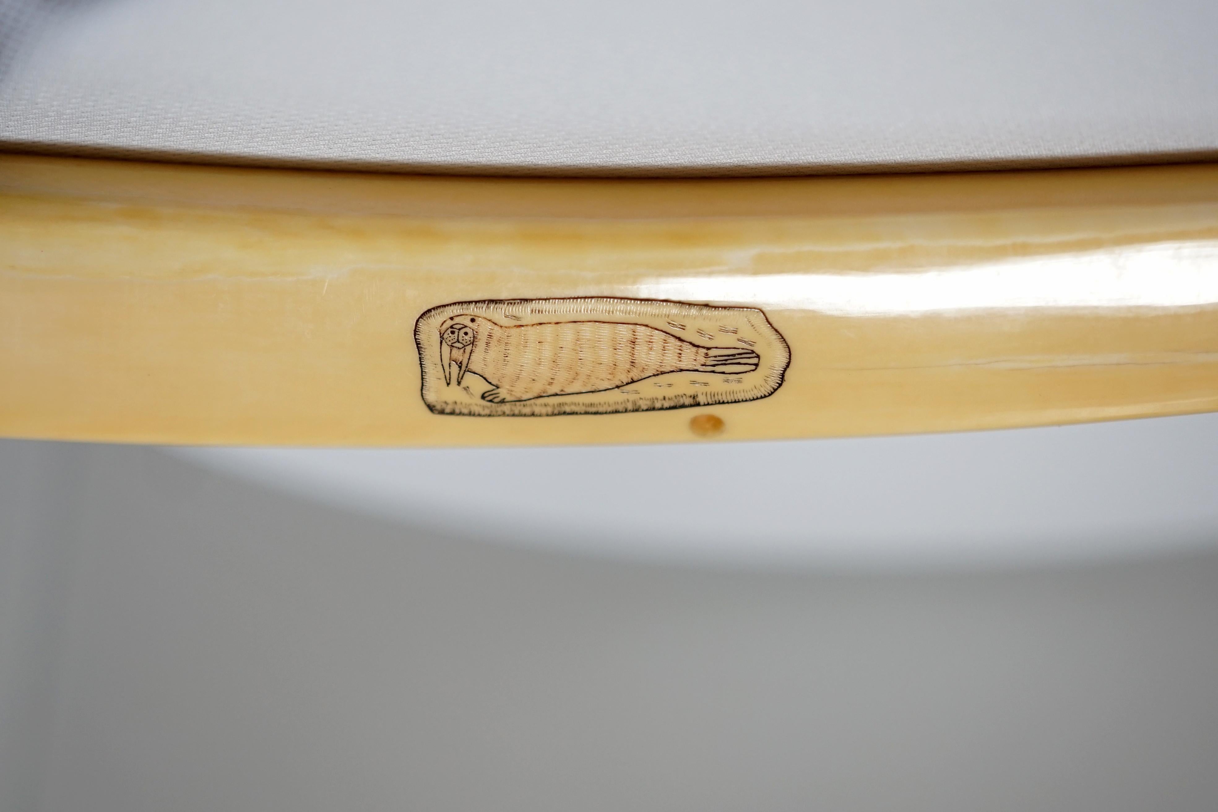 Antique Set of Walrus Tusk Scrimshaw Cribbage Items and Alaskan Utensils 1