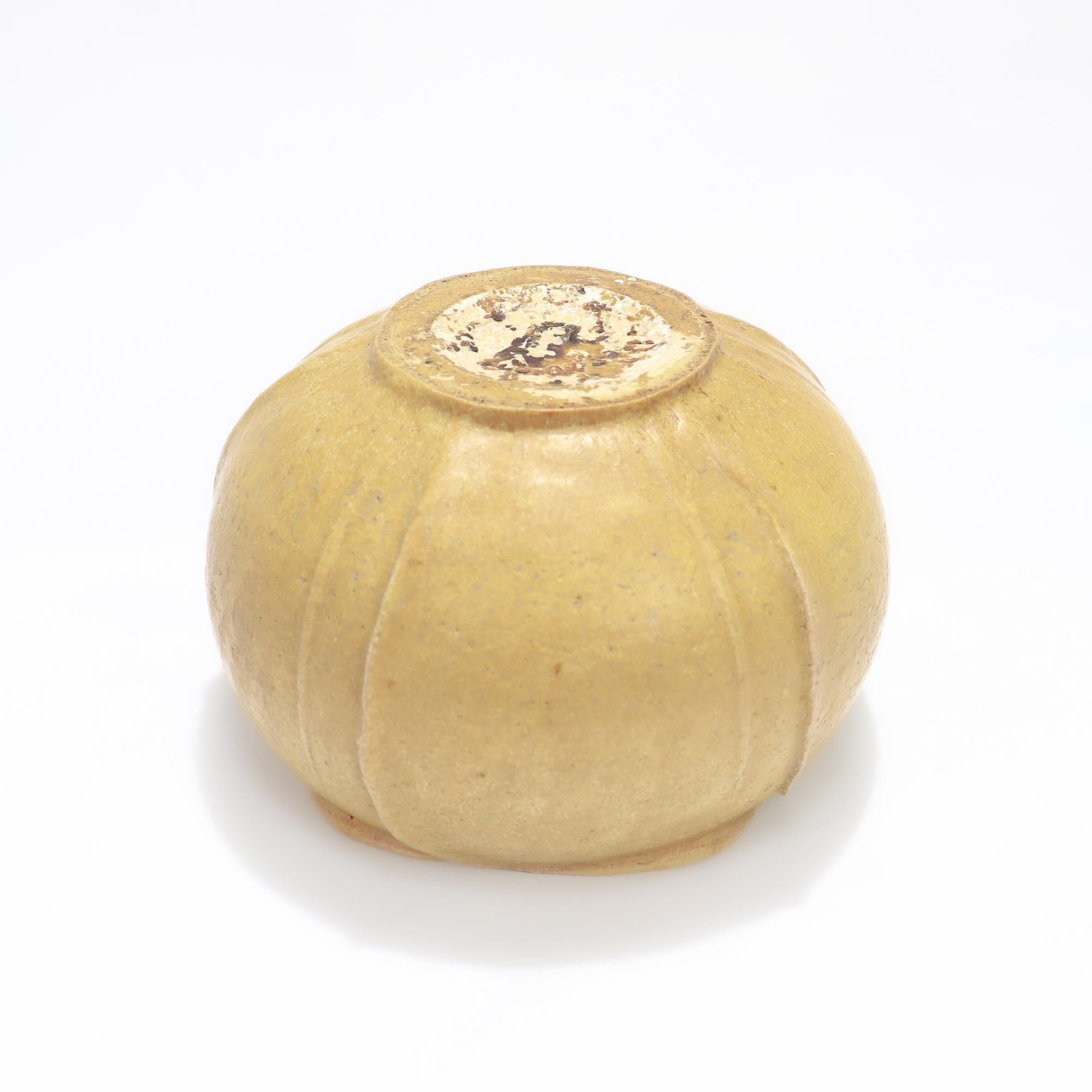 Antique Grueby Art Pottery Arts & Crafts Matte Yellow Low Bowl or Squat Vase For Sale 5