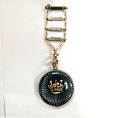 Antique Gruen 14K Guilloché Enamel Seed Pearl Pendant Pocket Watch, Circa 1910