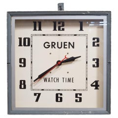 Antique Gruen Watch Co. Horloge murale d'atelier, vers 1940